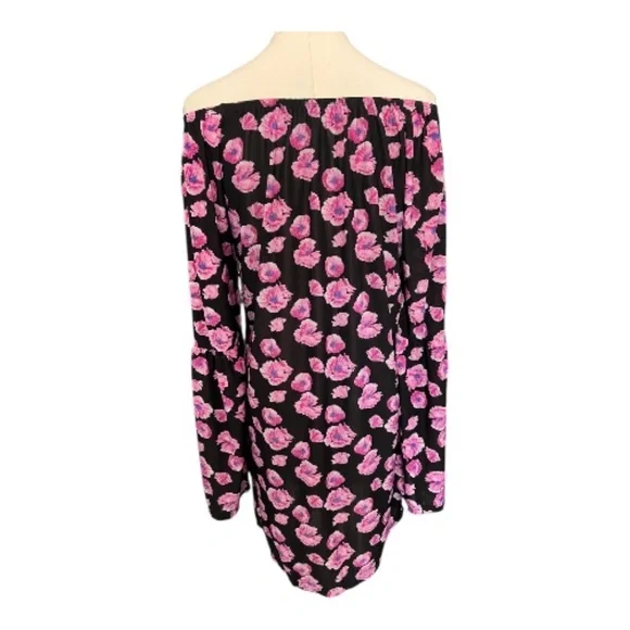 👗 EUC WEST LOOP Black Off-Shoulder Floral Bell Sleeve Dress | Size XL - Picture 5 of 6